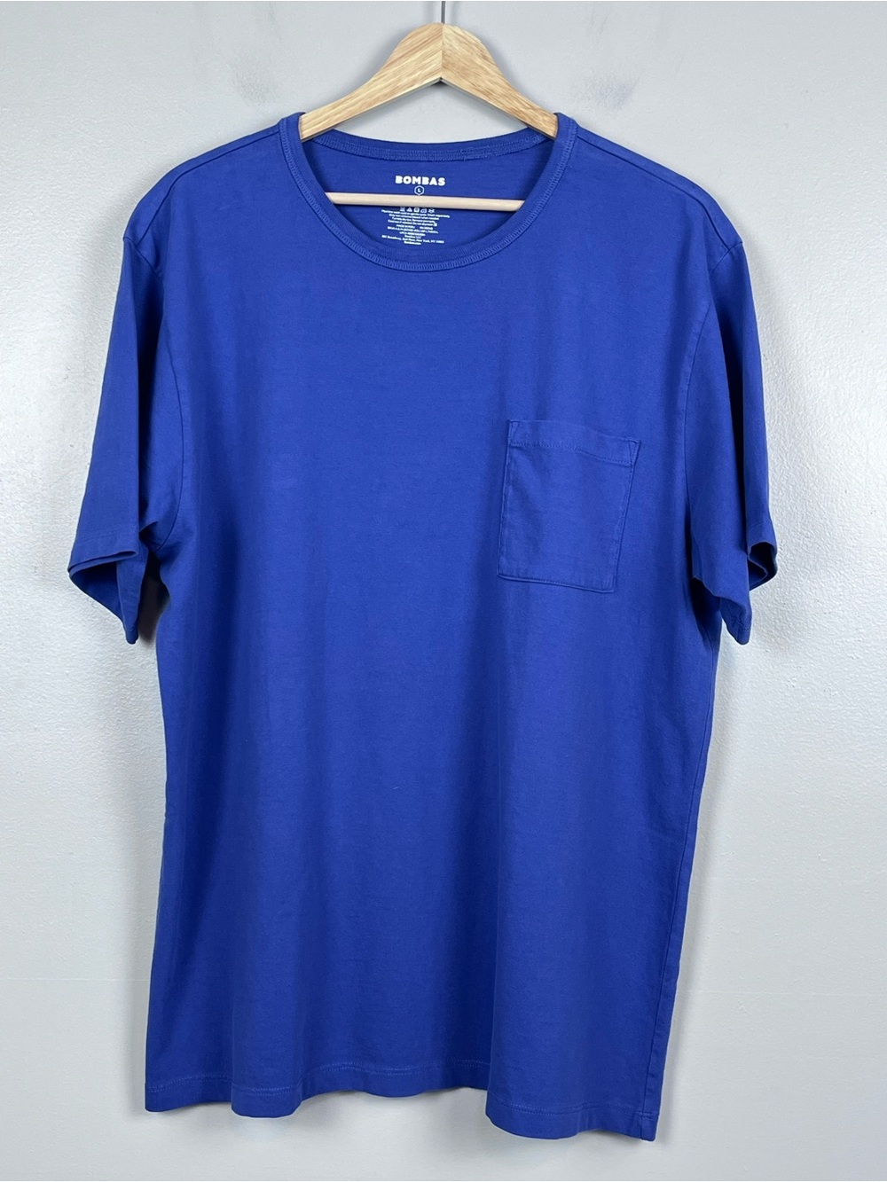 Bombas Men's 100% Cotton Crew Neck Pocket Tee Shirt Size L; Casual, Travel